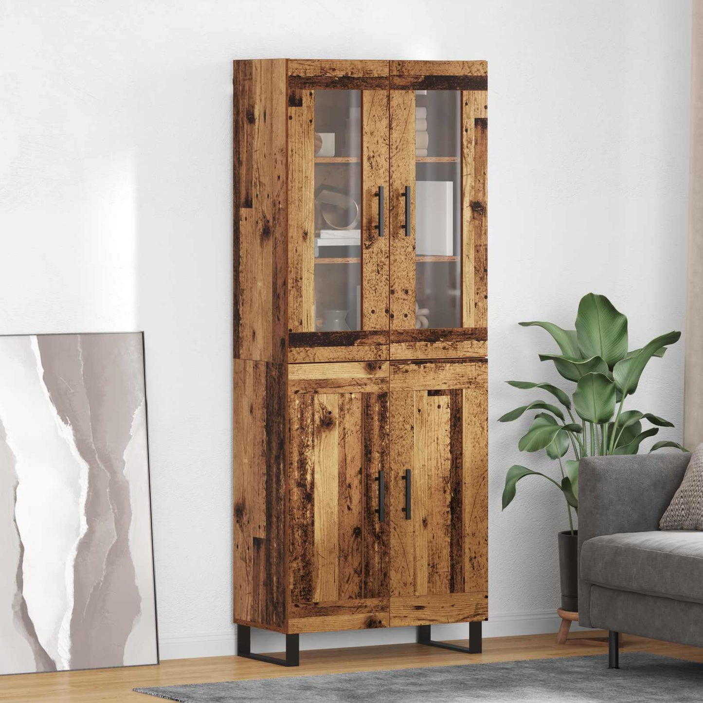 vidaXL Highboard 2 pcs Παλιό Ξύλο Επεξεργασμένο ξύλο