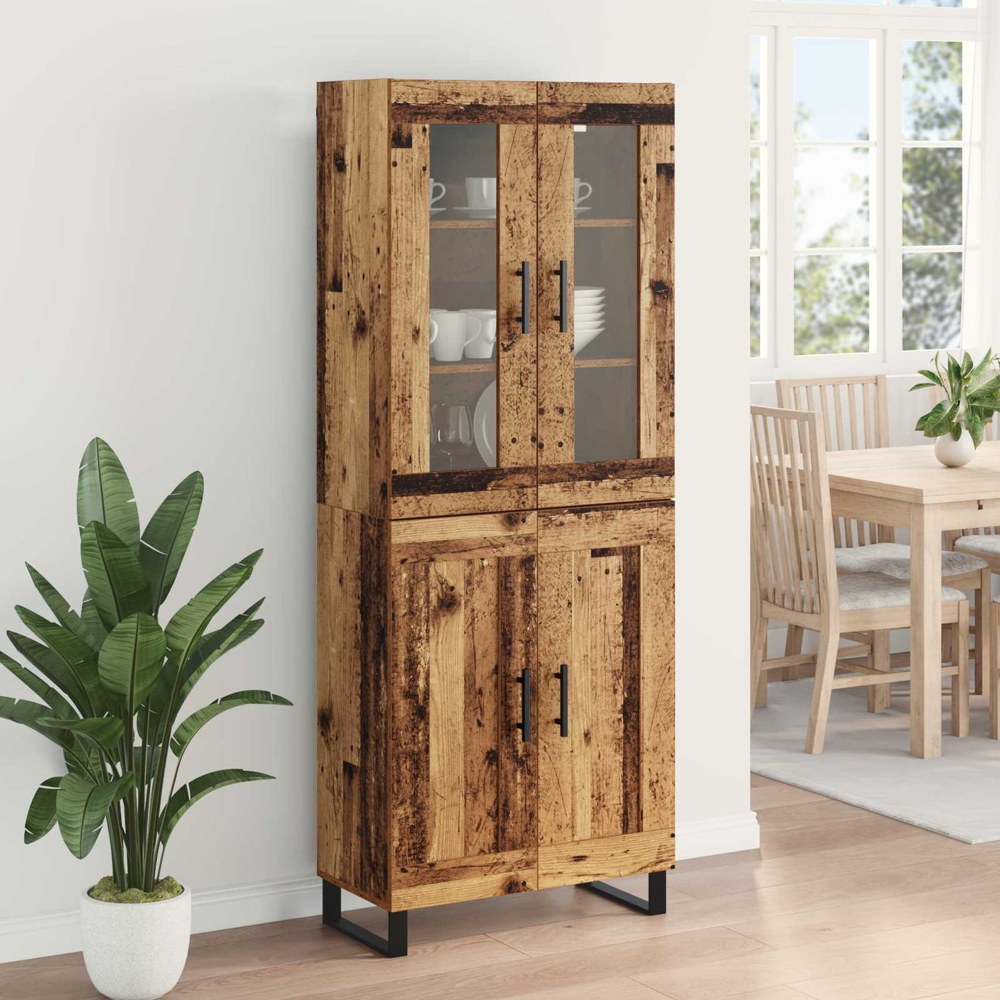vidaXL Highboard 2 pcs Παλιό Ξύλο Επεξεργασμένο ξύλο
