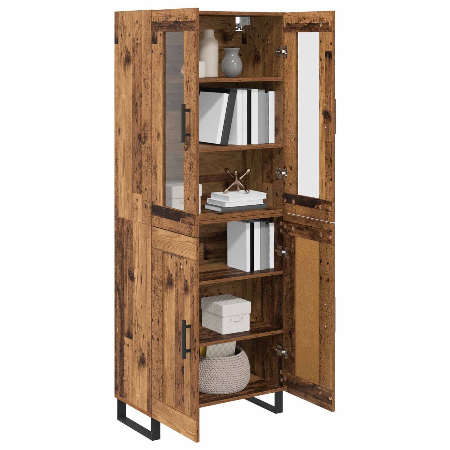 vidaXL Highboard 2 pcs Παλιό Ξύλο Επεξεργασμένο ξύλο