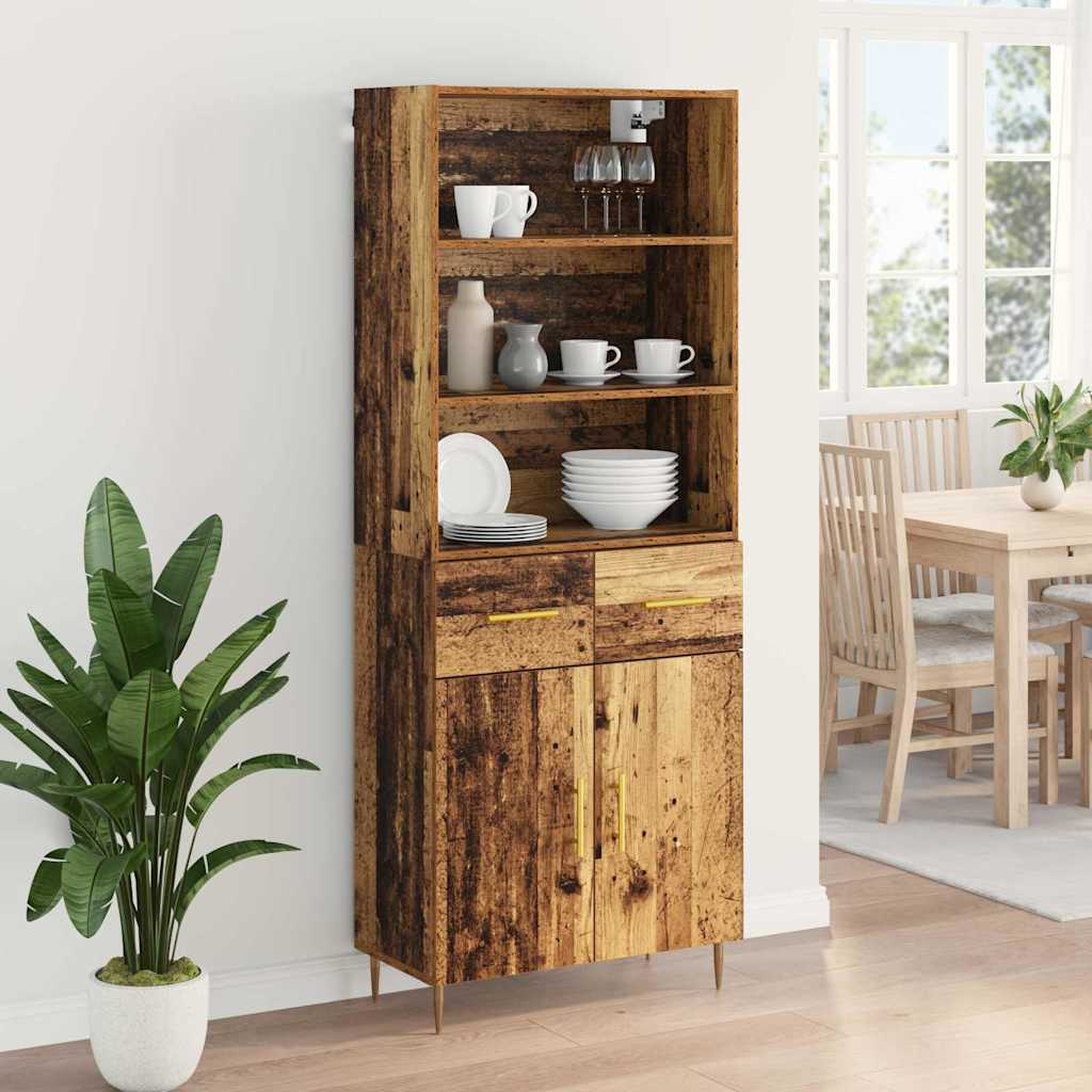 vidaXL Highboard Παλιό ξύλο 69,5 x 34 x 180 εκ. Επεξεργασμένο ξύλο