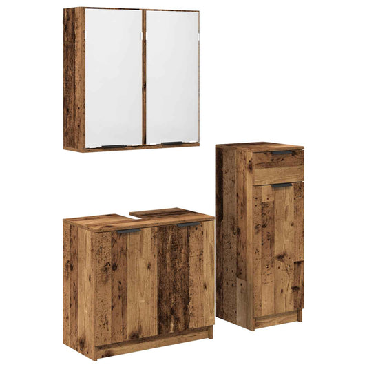 vidaXL Σετ Επίπλων Μπάνιου 3 τμχ. Παλιό ξύλο 64,5 x 33,5 x 59 εκ.