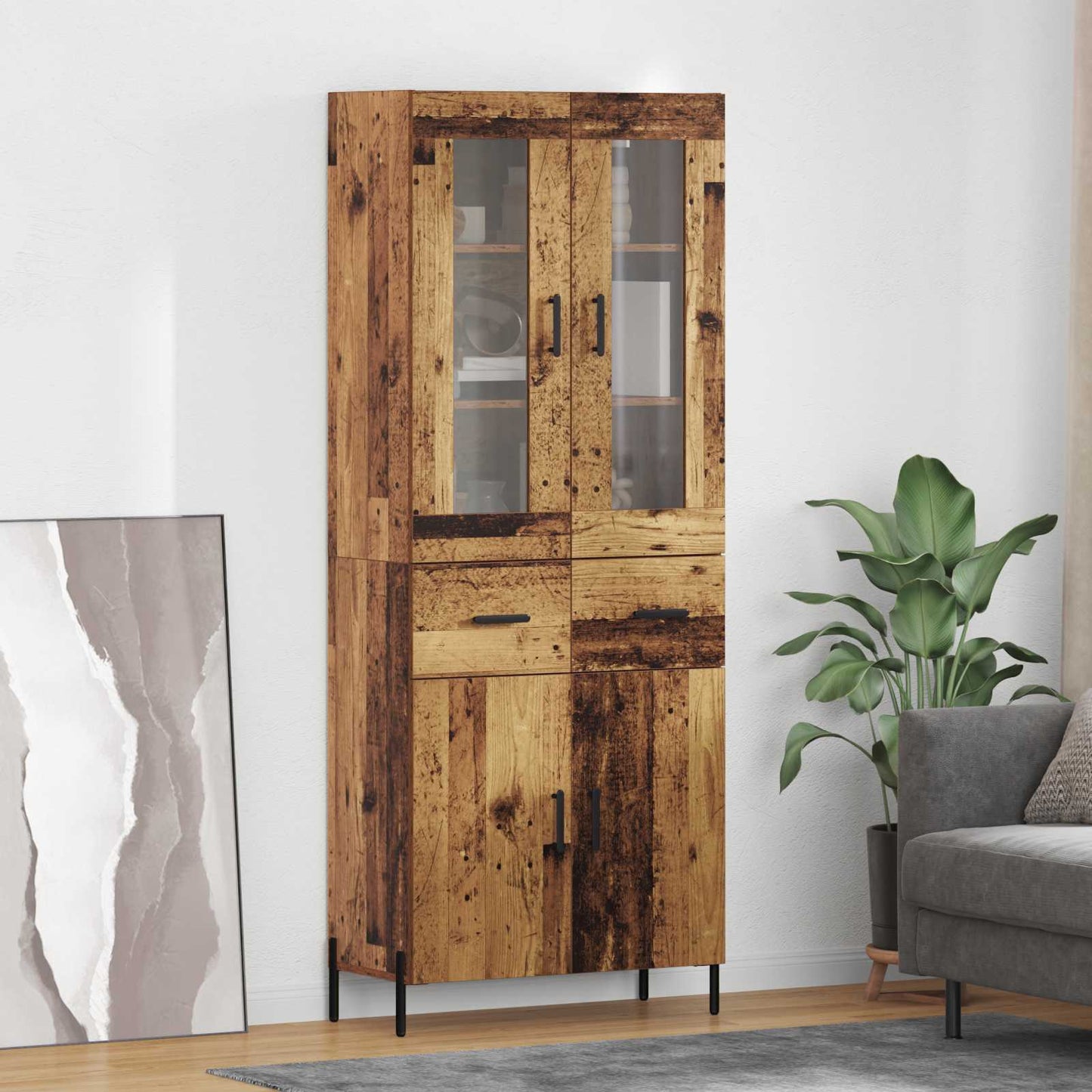 vidaXL Highboard Παλιό Ξύλο 69,5 x 34 x 180 εκ. Επεξεργασμένο ξύλο