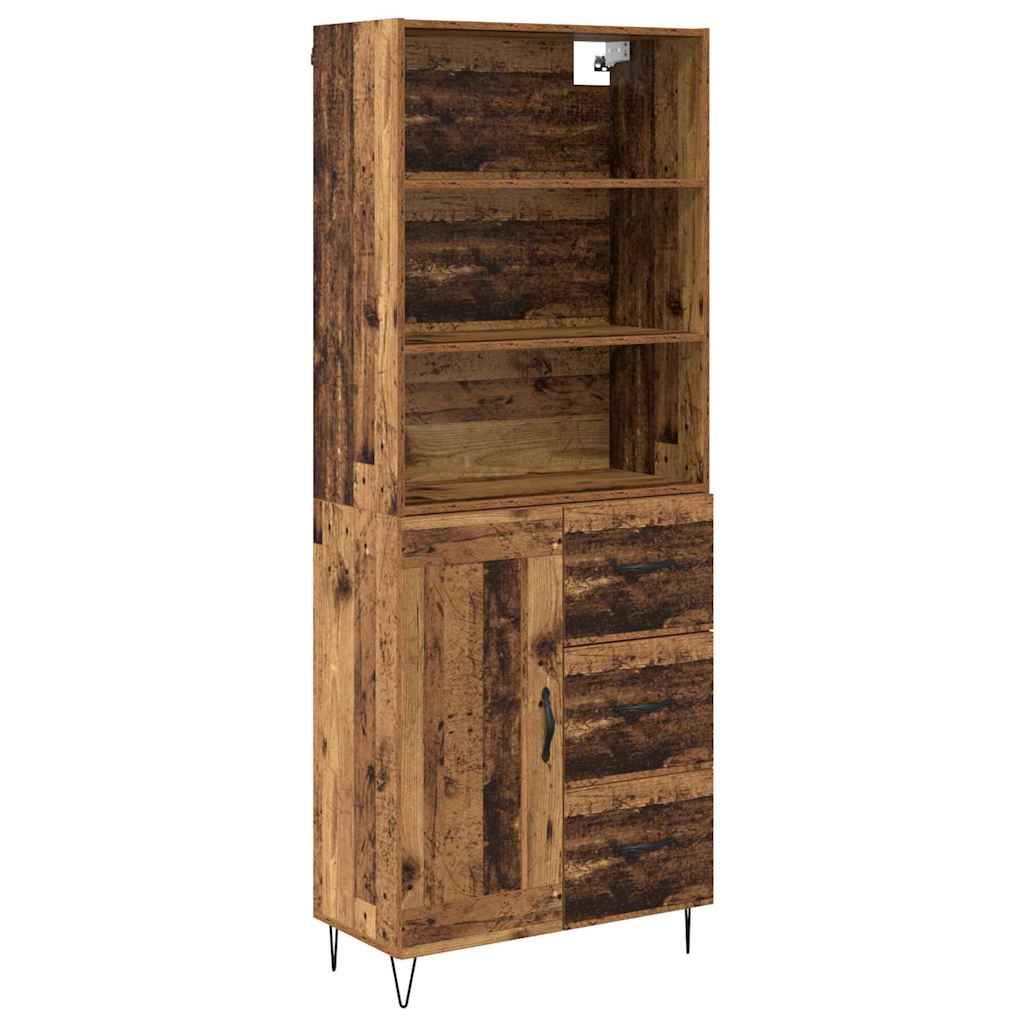 vidaXL Highboard με συρτάρι 2 pcs Παλιό ξύλο Επεξεργασμένο ξύλο