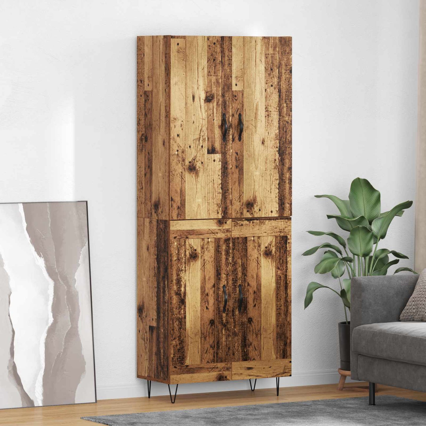 vidaXL Highboard 2 pcs Παλιό ξύλο Επεξεργασμένο ξύλο