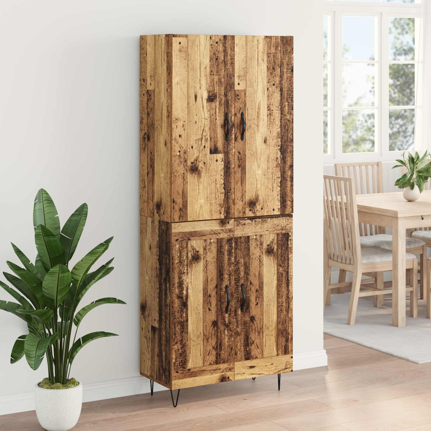 vidaXL Highboard 2 pcs Παλιό ξύλο Επεξεργασμένο ξύλο