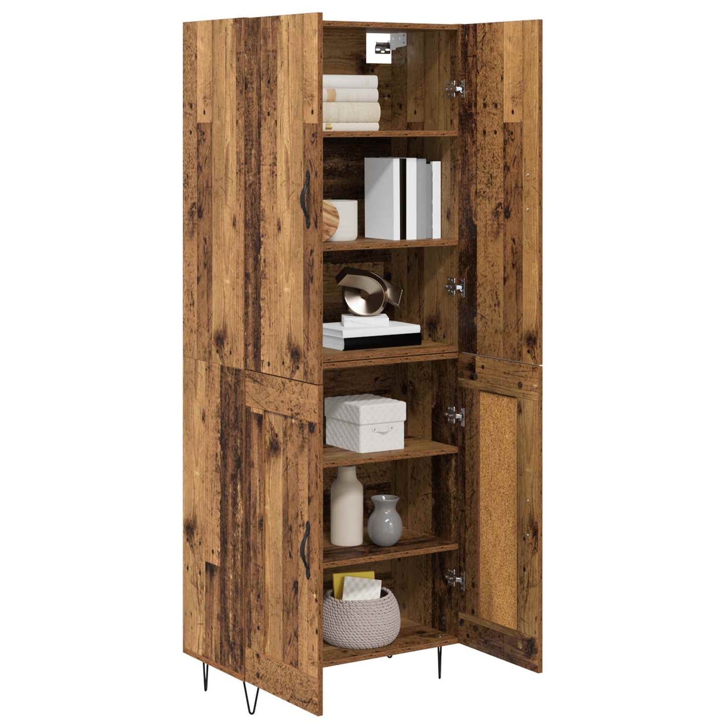 vidaXL Highboard 2 pcs Παλιό ξύλο Επεξεργασμένο ξύλο