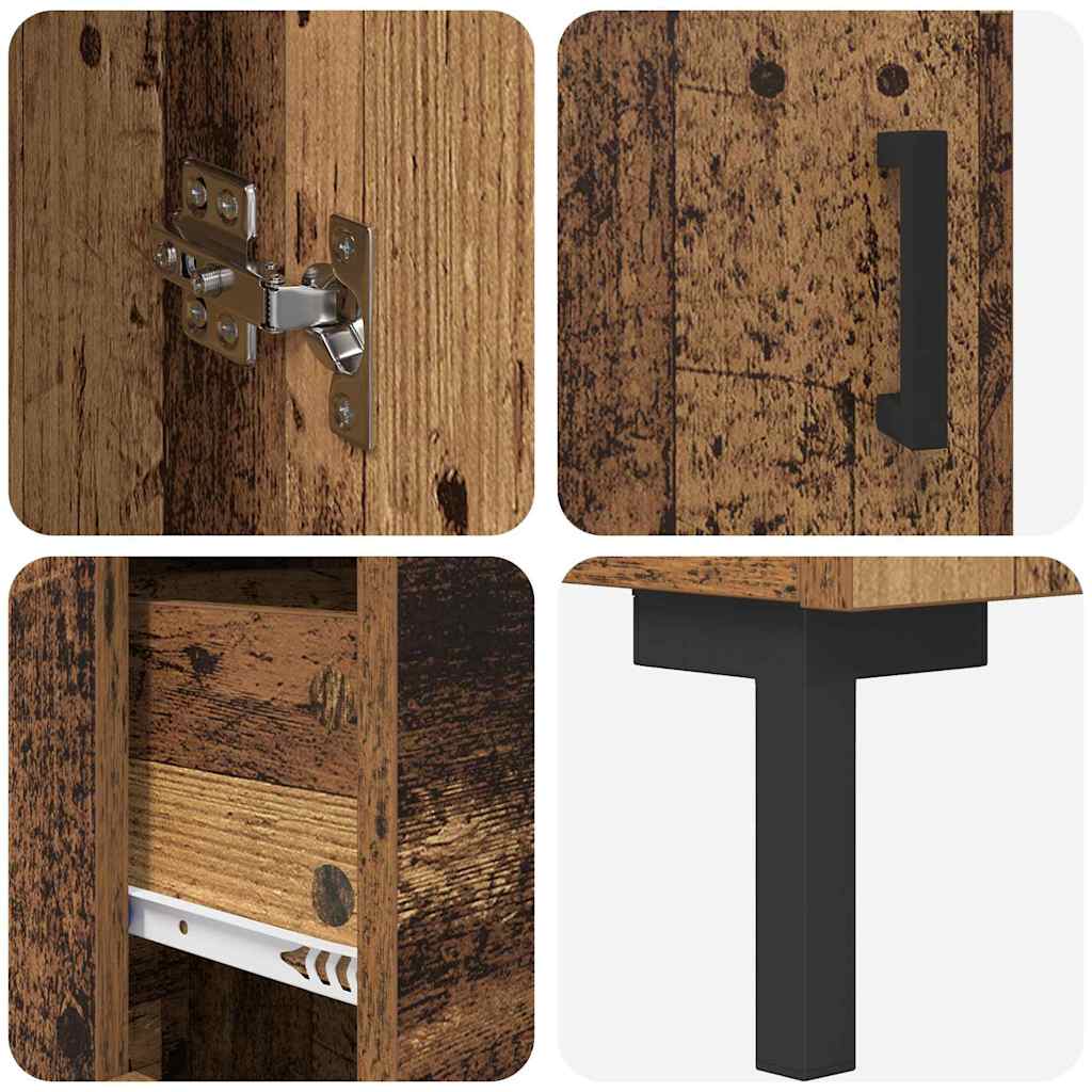 vidaXL Highboard με συρτάρι 2 pcs Παλιό Ξύλο Επεξεργασμένο ξύλο