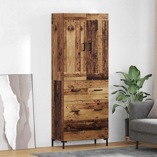 vidaXL Highboard 2 τμχ. Παλιό Ξύλο 69,5 x 34 x 180 εκ.