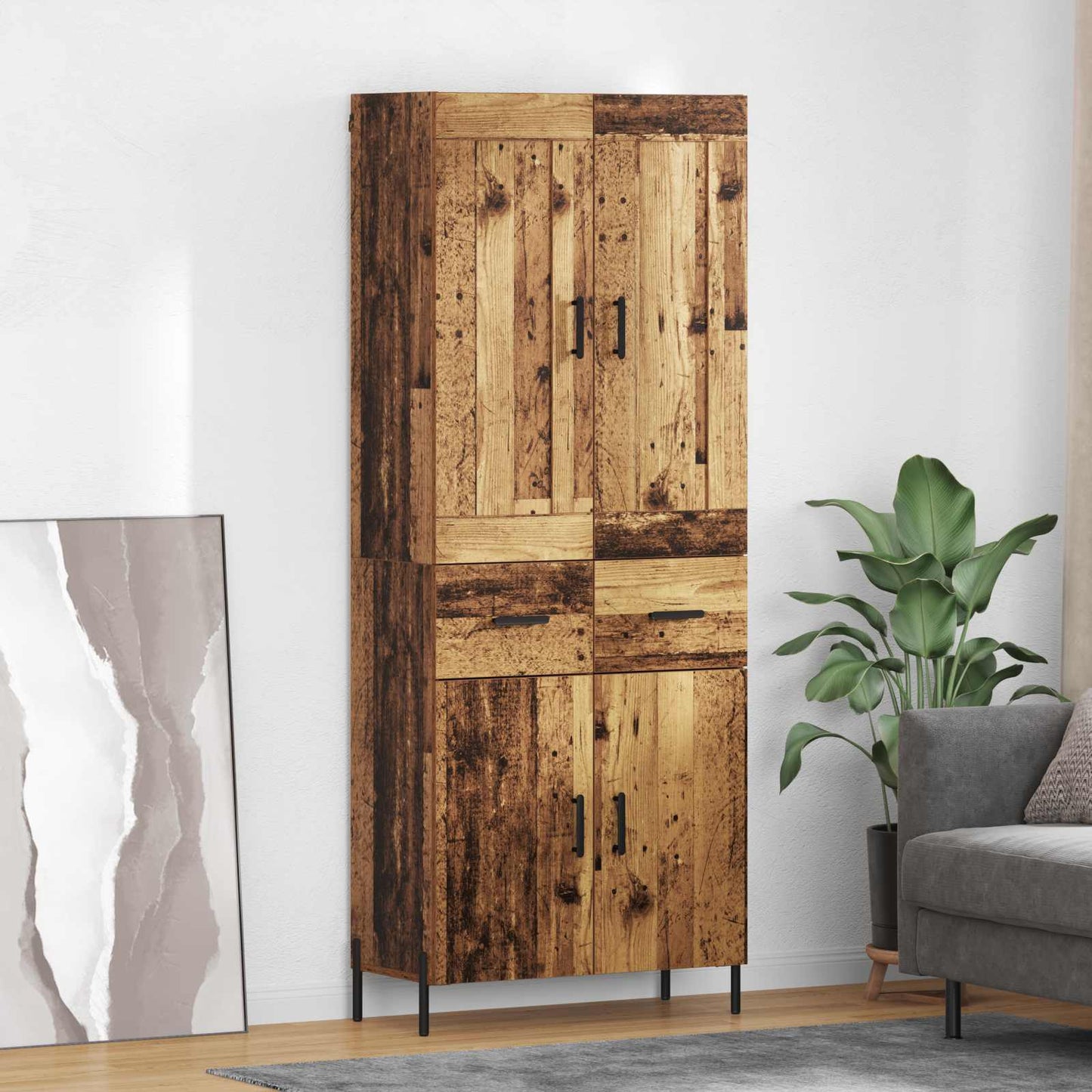 vidaXL Highboard 2 pcs Παλιό Ξύλο Επεξεργασμένο ξύλο
