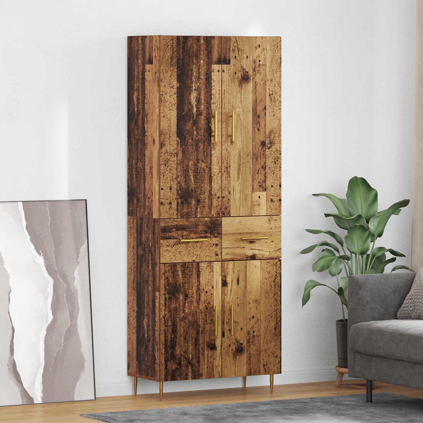 vidaXL Highboard Παλιό Ξύλο 69,5 x 34 x 180 εκ. Επεξεργασμένο ξύλο