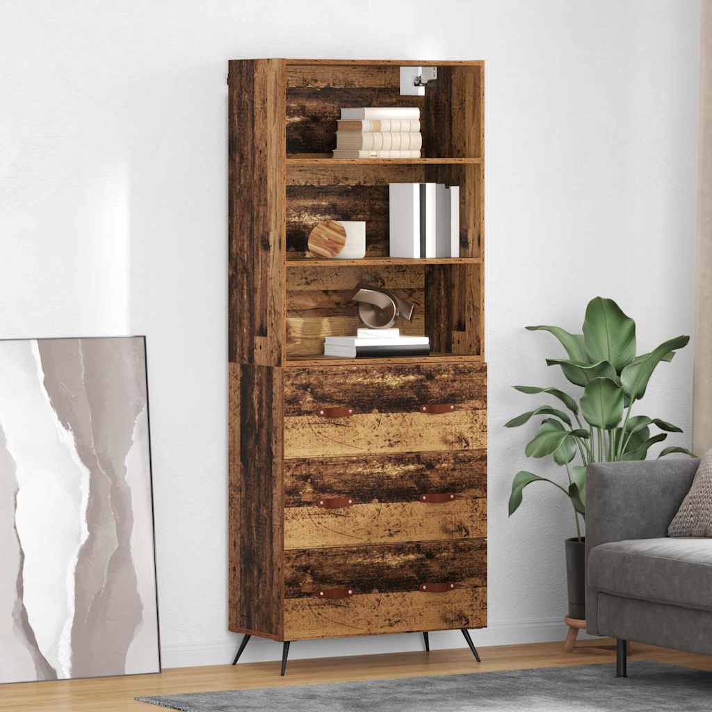 vidaXL Highboard Παλιό Ξύλο 69,5 x 34 x 180 εκ. Επεξεργασμένο ξύλο
