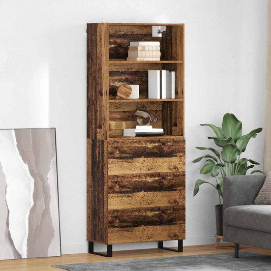 vidaXL Highboard Παλιό ξύλο 69,5 x 34 x 180 εκ. Επεξεργασμένο ξύλο
