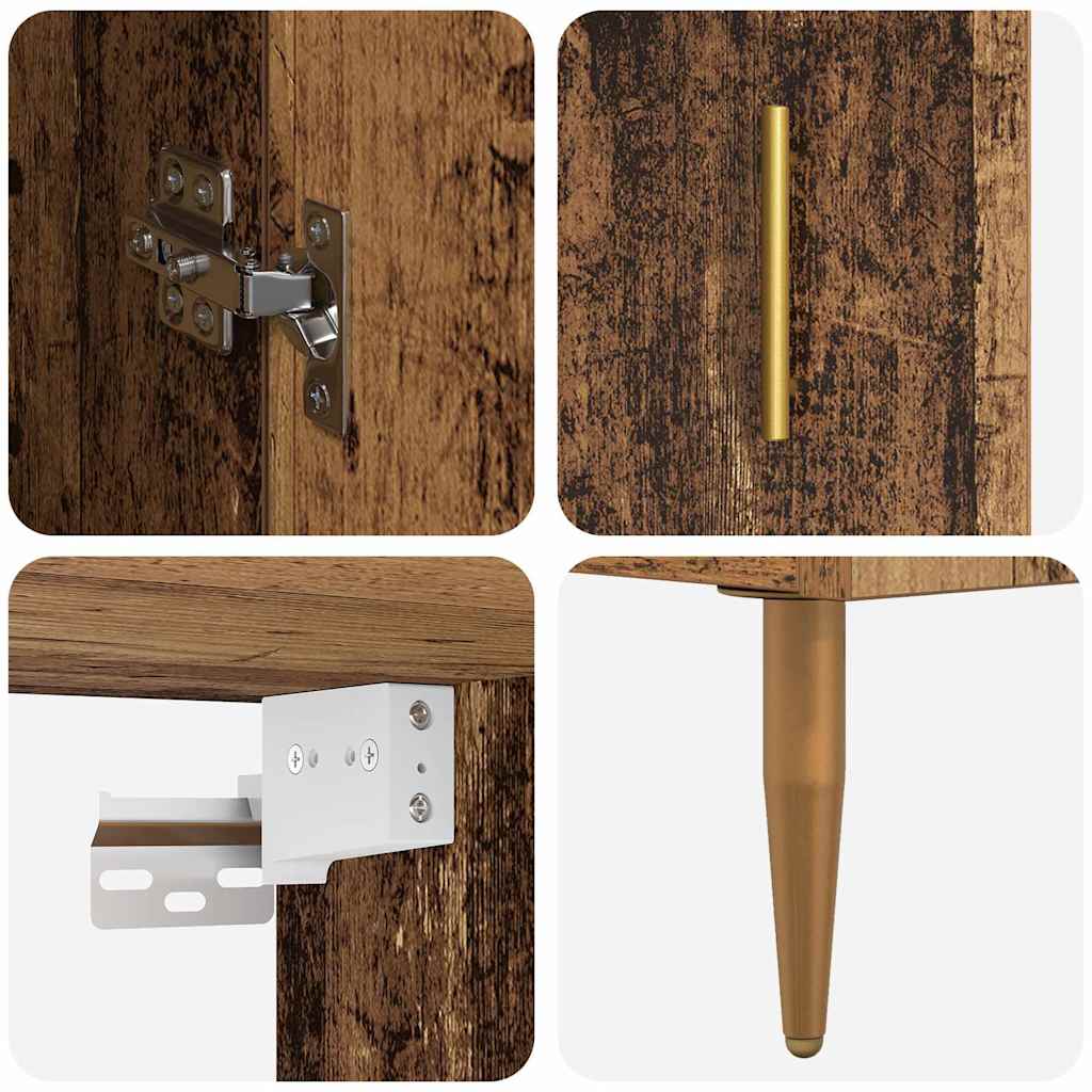 vidaXL Highboard 2 pcs Παλιό Ξύλο Γυαλί