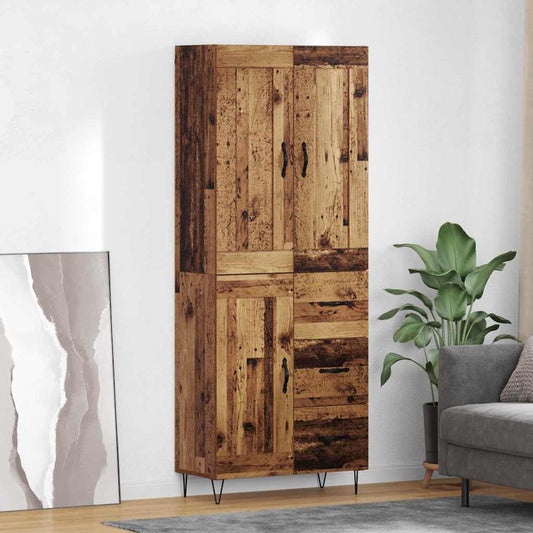 vidaXL Highboard Παλιό Ξύλο 69,5 x 34 x 180 εκ. Επεξεργασμένο Ξύλο