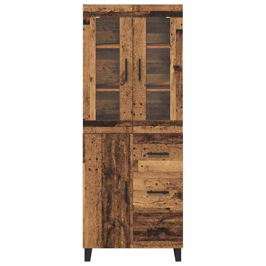 vidaXL Highboard με συρτάρι 2 pcs Παλιό Ξύλο Σύνθετο Ξύλο και Γυαλί