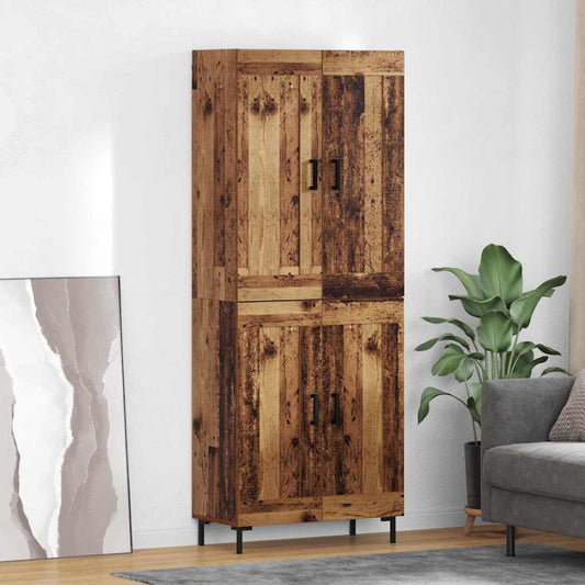 vidaXL Highboard 2 τμχ. Παλιό Ξύλο 69,5 x 34 x 180 εκ.
