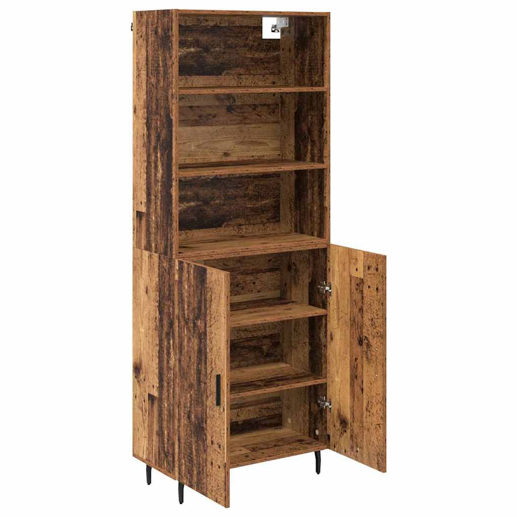 vidaXL Highboard Παλιό Ξύλο 69,5 x 34 x 180 εκ. Σύνθετο Ξύλο και Γυαλί