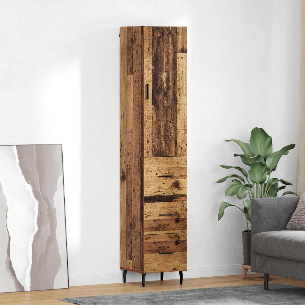 vidaXL Highboard Παλιό Ξύλο 34,5 x 34 x 180 εκ. Επεξεργασμένο ξύλο