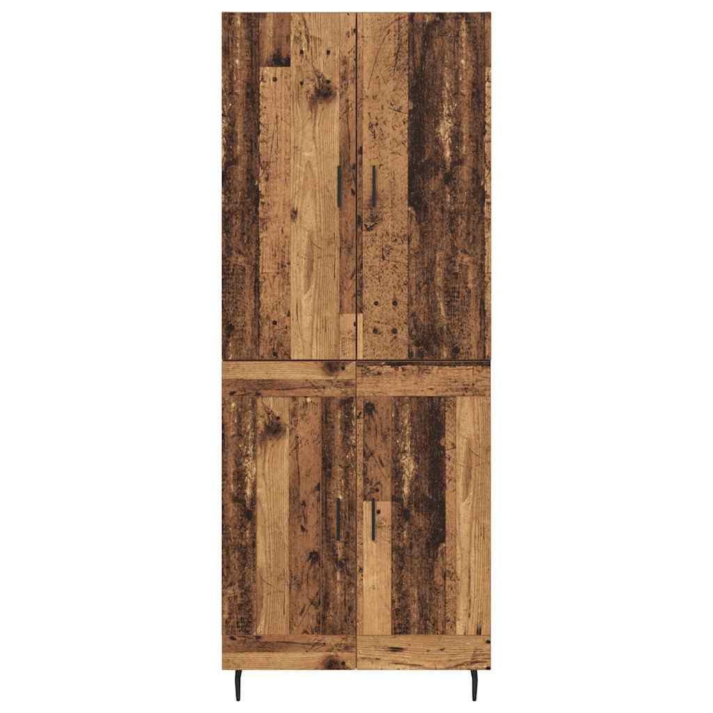 vidaXL Highboard 2 pcs Παλιό Ξύλο Σύνθετο Ξύλο και Γυαλί