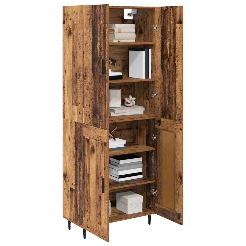 vidaXL Highboard 2 pcs Παλιό Ξύλο Σύνθετο Ξύλο και Γυαλί