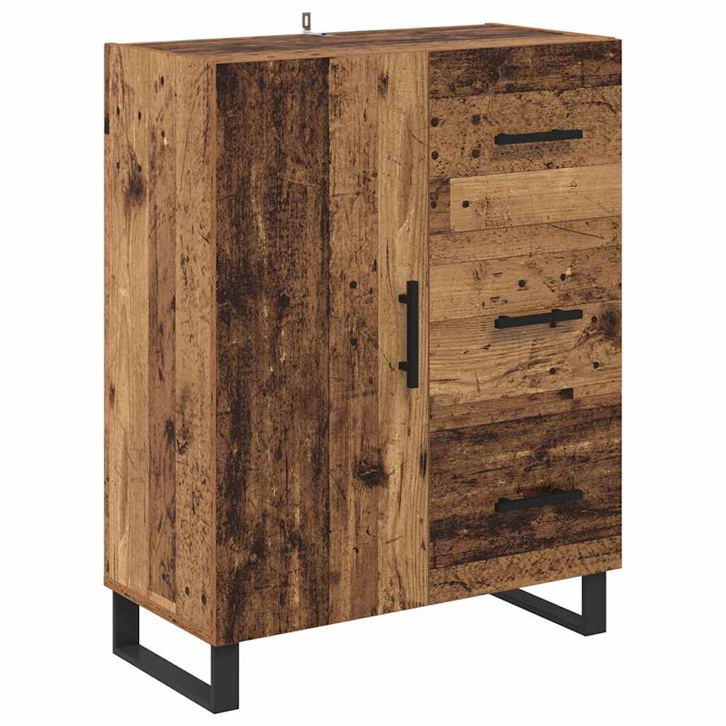 vidaXL Highboard με συρτάρι 2 pcs Παλιό Ξύλο Σύνθετο Ξύλο και Γυαλί
