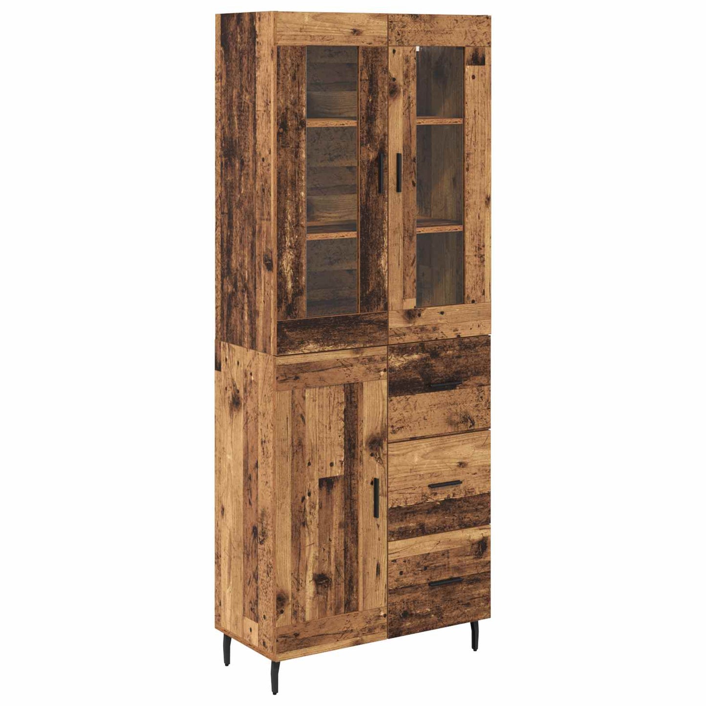 vidaXL Highboard με συρτάρι 2 pcs Παλιό Ξύλο Επεξεργασμένο ξύλο