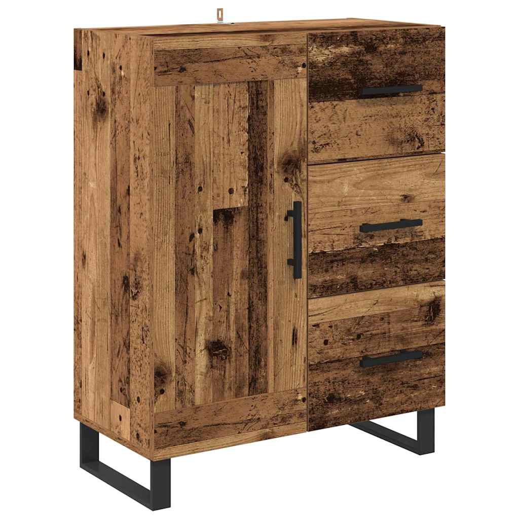 vidaXL Highboard με συρτάρι 2 pcs Παλιό Ξύλο Σύνθετο Ξύλο και Γυαλί