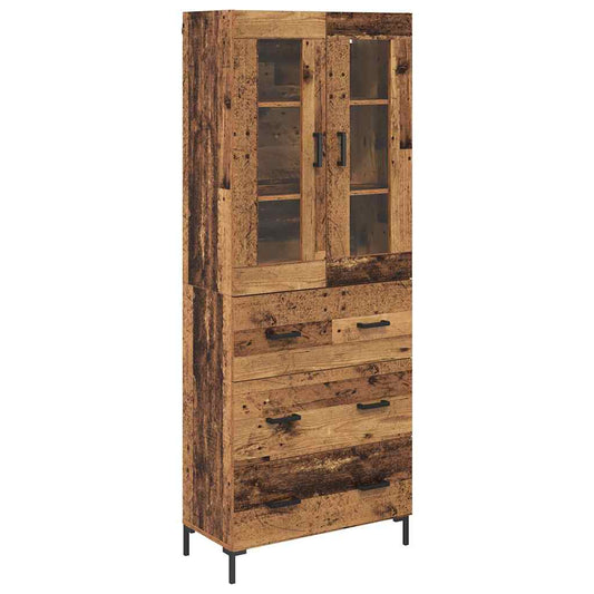 vidaXL Highboard με συρτάρι 2 pcs Παλιό ξύλο Επεξεργασμένο ξύλο
