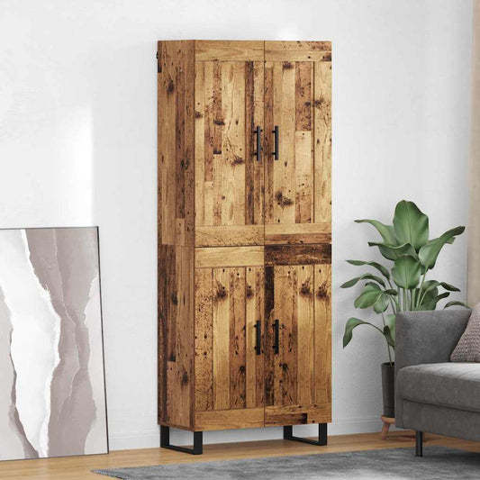 vidaXL Highboard Παλιό ξύλο 69,5 x 34 x 180 εκ. Επεξεργασμένο ξύλο