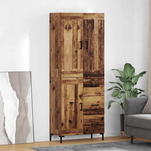vidaXL Highboard 2 τμχ. Παλιό Ξύλο 69,5 x 34 x 180 εκ.