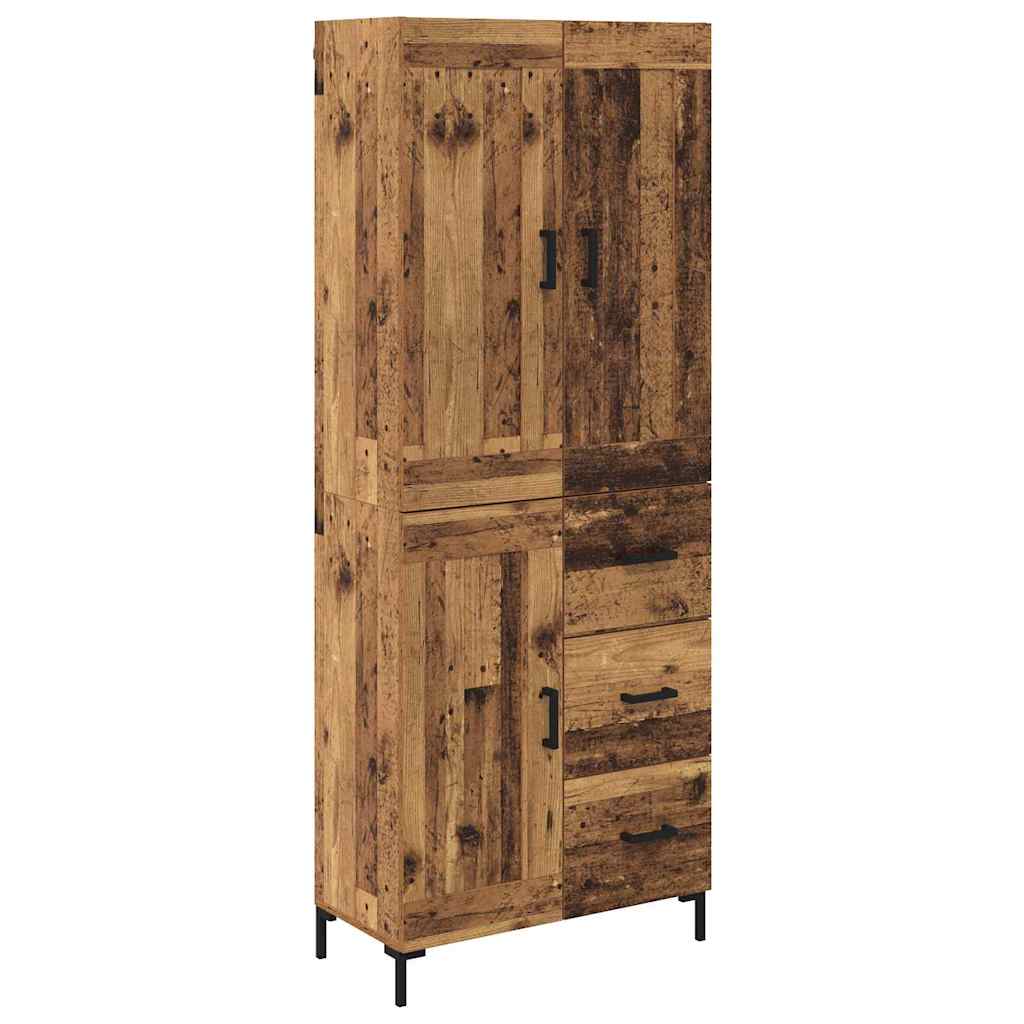 vidaXL Highboard με συρτάρι 2 pcs Παλιό Ξύλο Επεξεργασμένο ξύλο