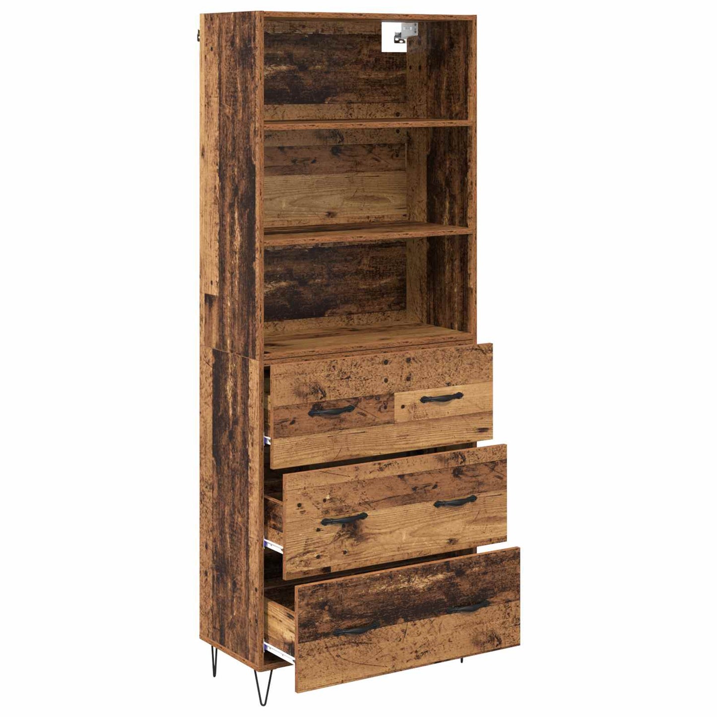 vidaXL Highboard με συρτάρι 2 pcs Παλιό ξύλο Επεξεργασμένο ξύλο