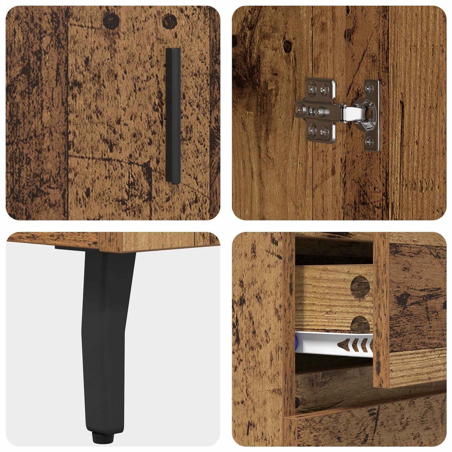 vidaXL Highboard με συρτάρι 2 pcs Παλιό Ξύλο Σύνθετο Ξύλο και Γυαλί