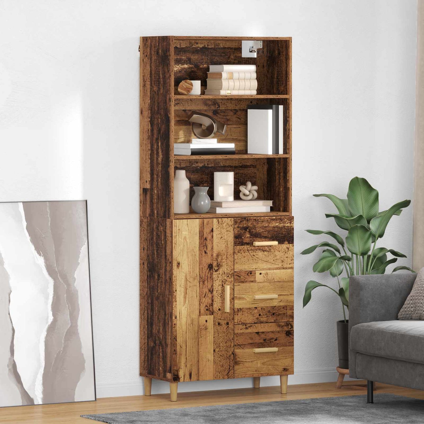 vidaXL Highboard Παλιό Ξύλο 69,5 x 32,5 x 180 εκ Επεξεργασμένο ξύλο