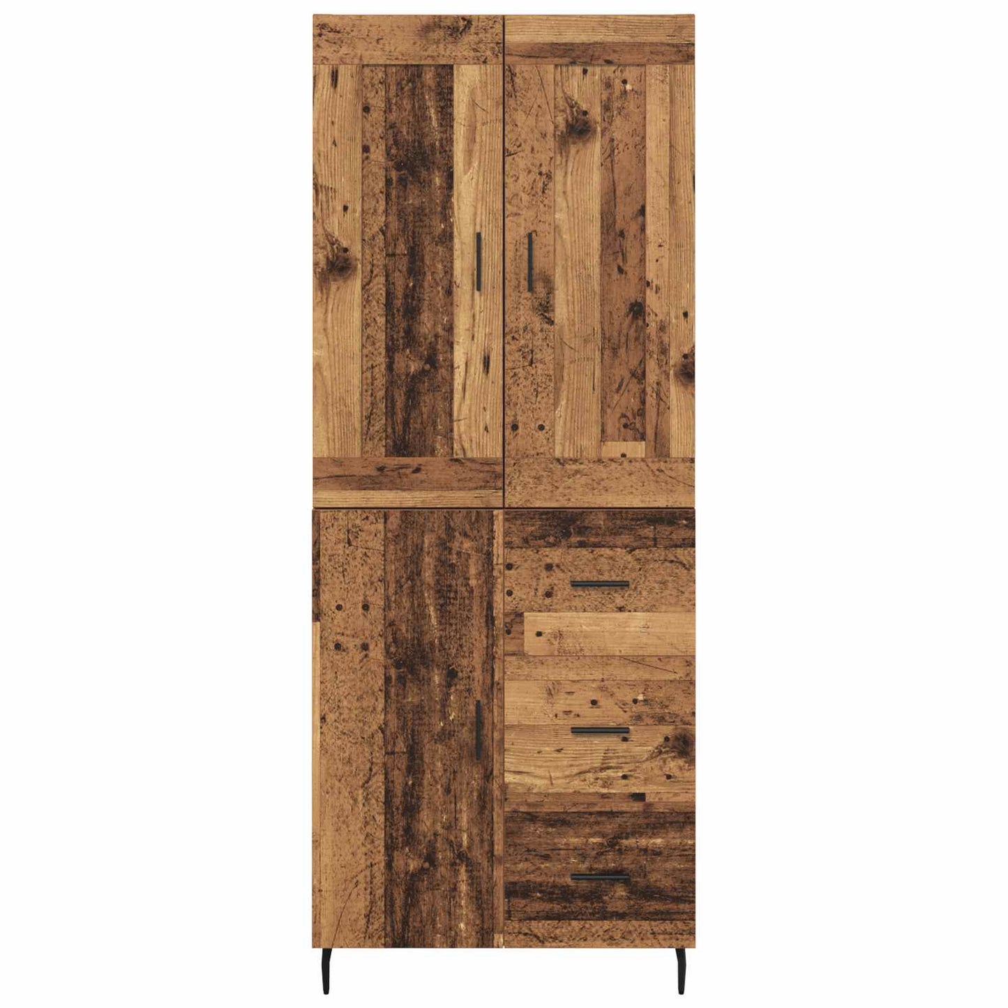 vidaXL Highboard με συρτάρι 2 pcs Παλιό Ξύλο Σύνθετο Ξύλο και Γυαλί