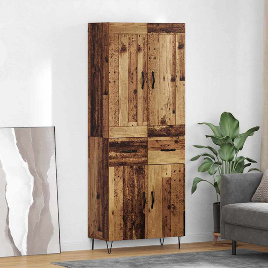 vidaXL Highboard Παλιό Ξύλο 69,5 x 34 x 180 εκ. Επεξεργασμένο Ξύλο