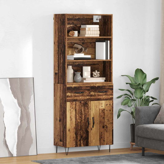 vidaXL Highboard με συρτάρι 2 pcs Παλιό ξύλο Επεξεργασμένο ξύλο