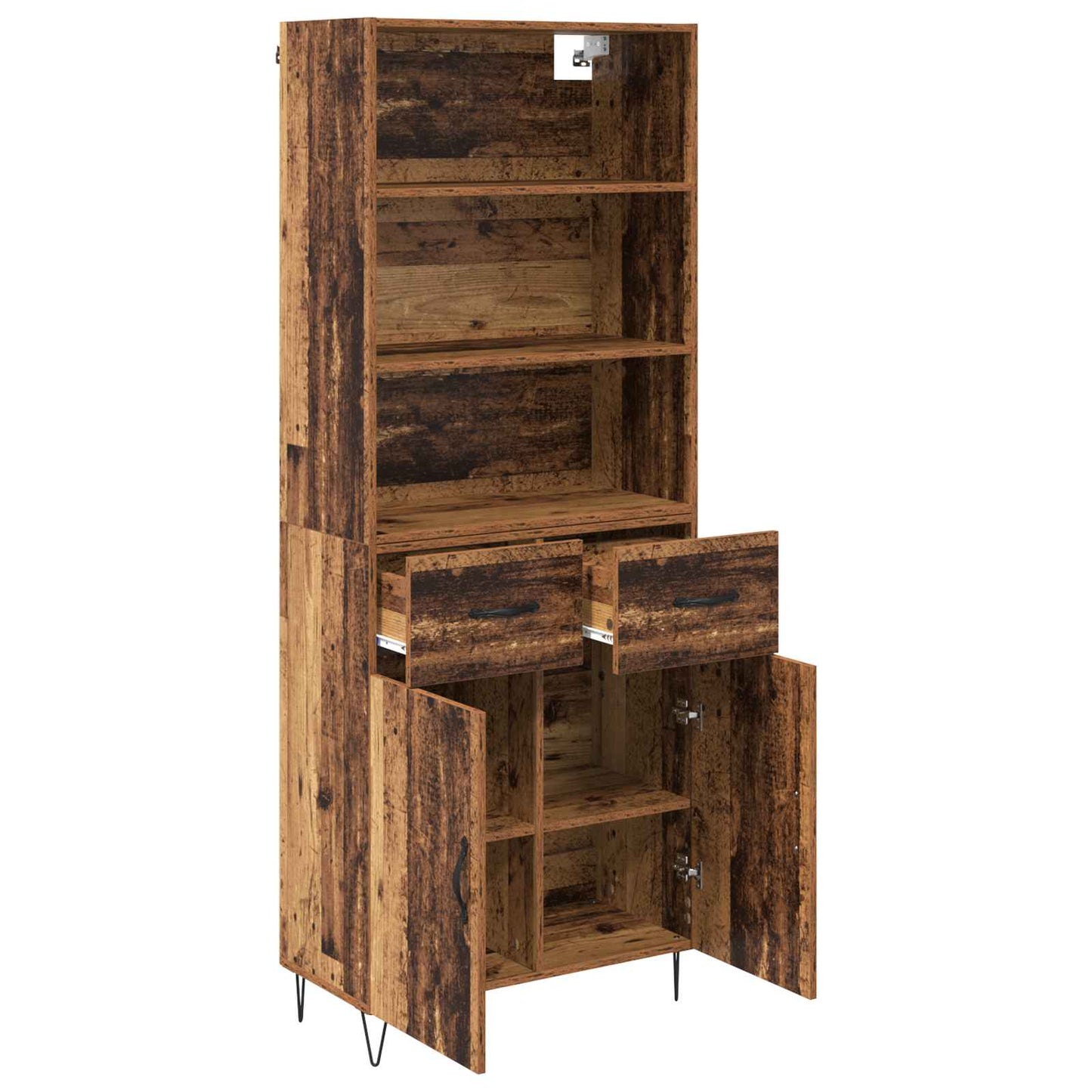 vidaXL Highboard με συρτάρι 2 pcs Παλιό ξύλο Επεξεργασμένο ξύλο