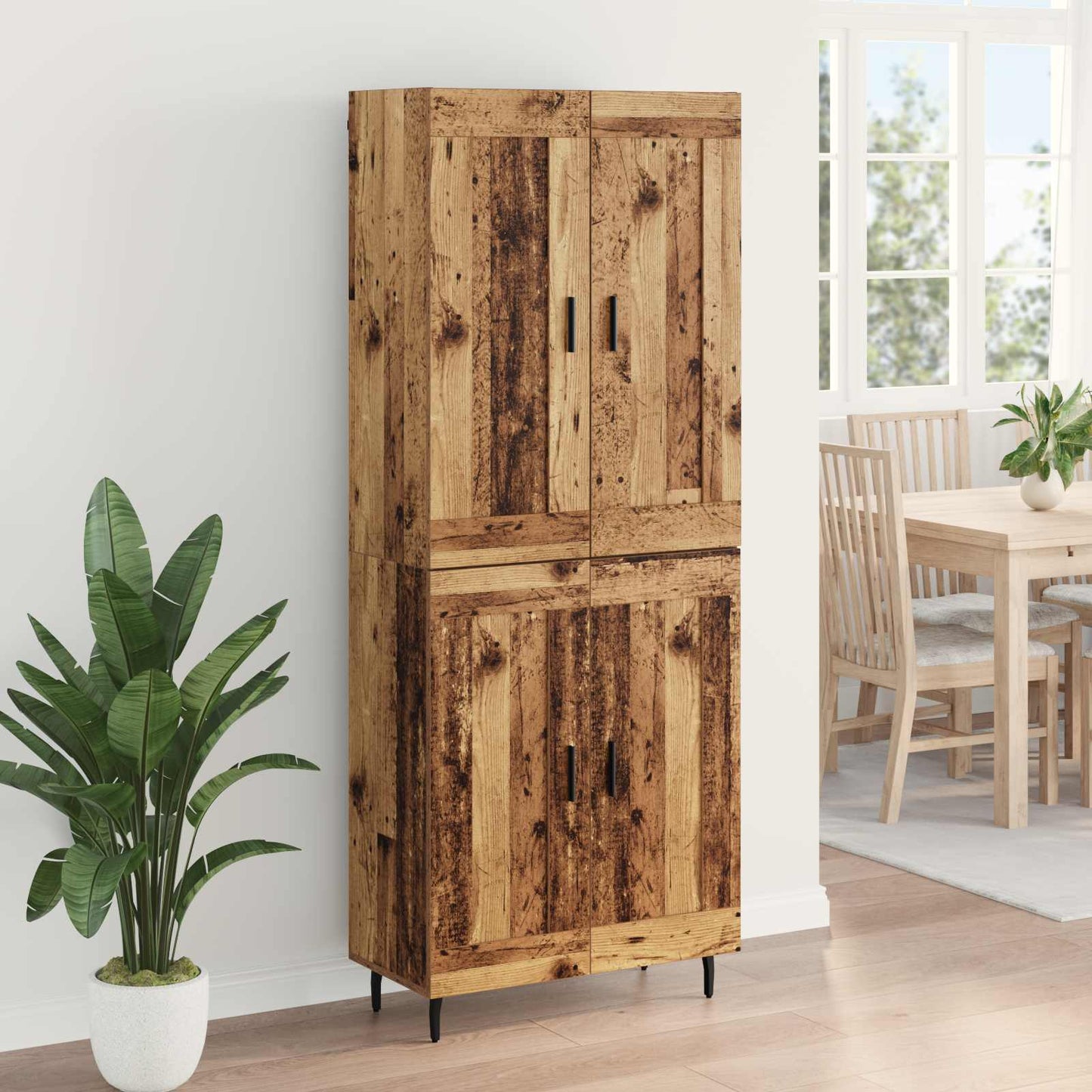 vidaXL Highboard 2 pcs Παλιό Ξύλο Σύνθετο Ξύλο και Γυαλί