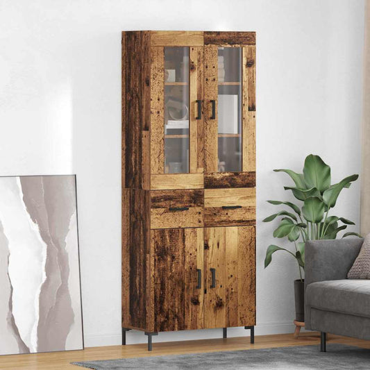 vidaXL Highboard με συρτάρι 2 pcs Παλιό ξύλο Επεξεργασμένο ξύλο