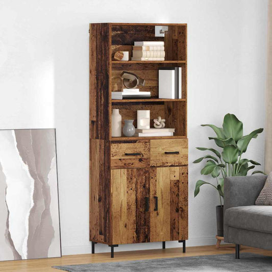 vidaXL Highboard Παλιό ξύλο 69,5 x 34 x 180 εκ. Επεξεργασμένο ξύλο