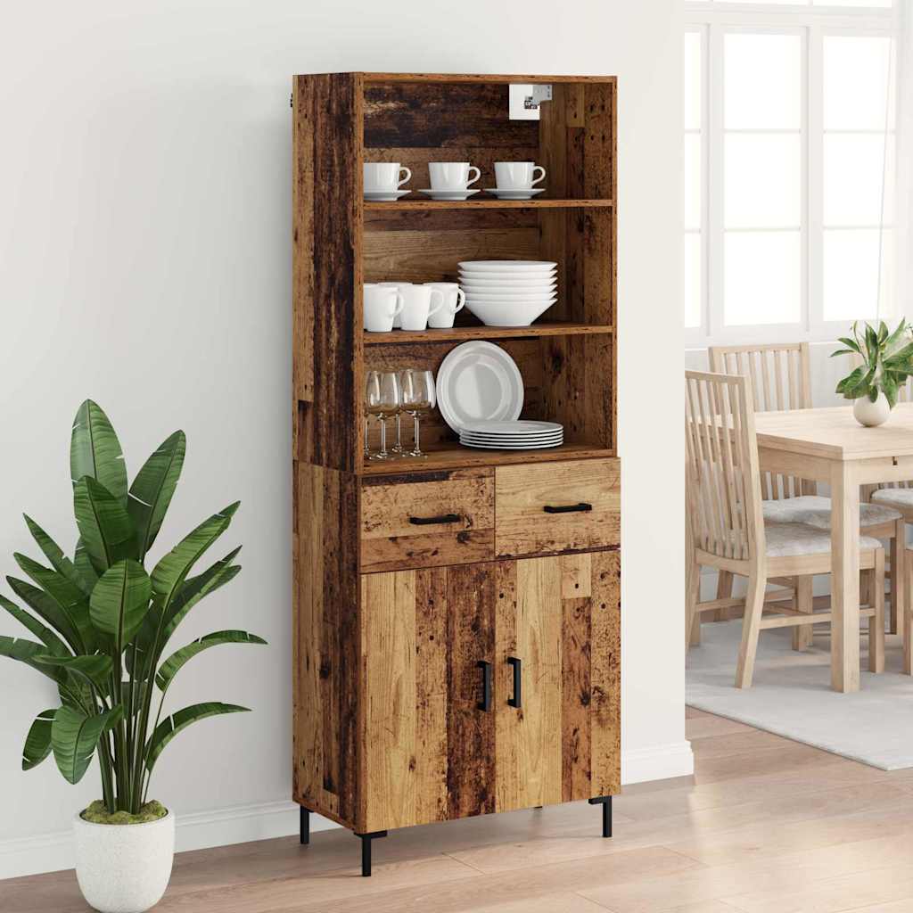 vidaXL Highboard Παλιό ξύλο 69,5 x 34 x 180 εκ. Επεξεργασμένο ξύλο