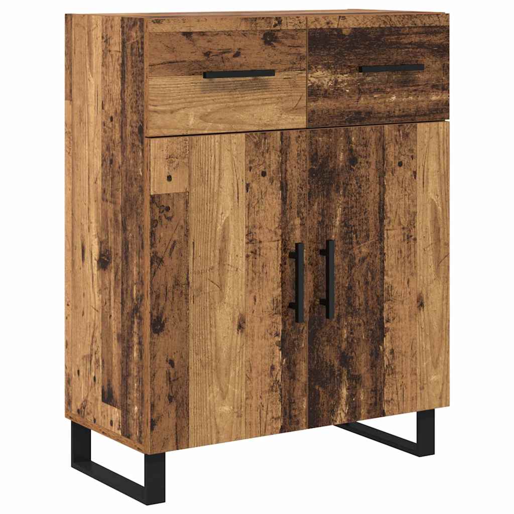 vidaXL Highboard με συρτάρι 2 pcs Παλιό Ξύλο Σύνθετο Ξύλο και Γυαλί