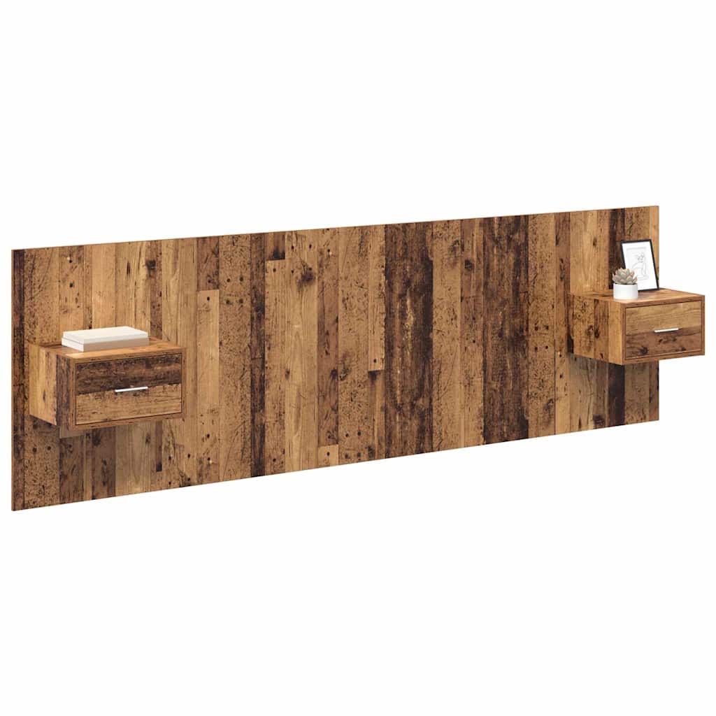 vidaXL Κεφαλή κρεβατιού με κομοδίνο με συρτάρι 3 pcs Παλιό Ξύλο