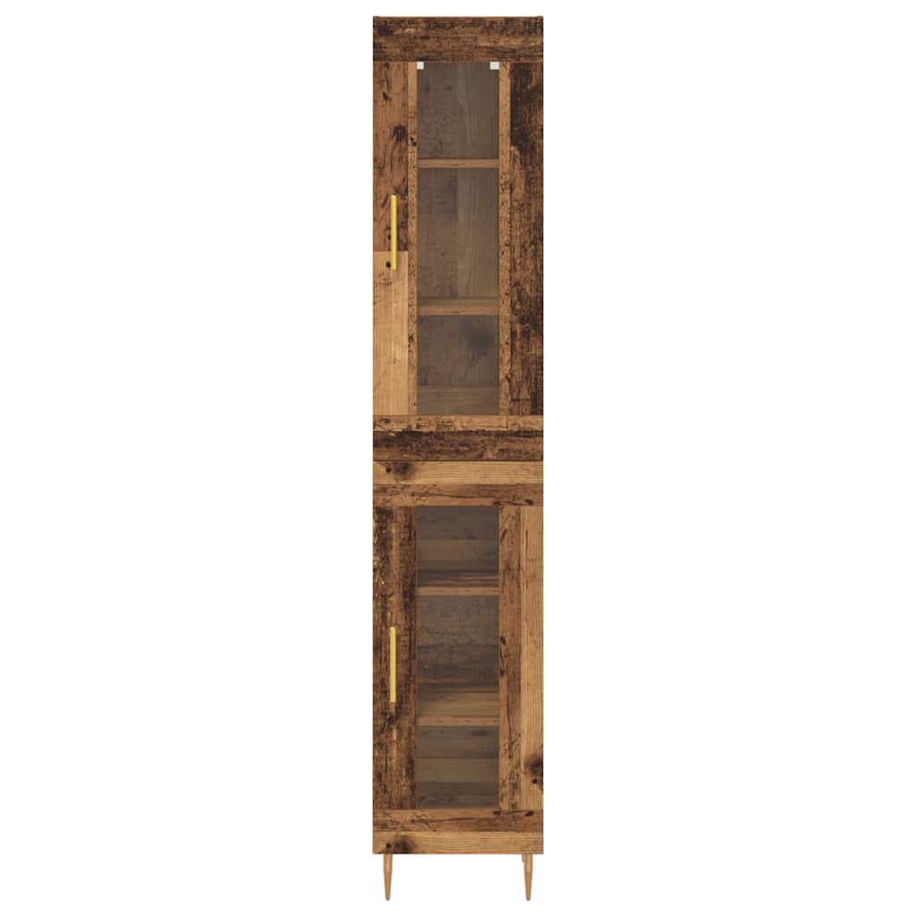 vidaXL Highboard 2 pcs Παλιό Ξύλο Γυαλί