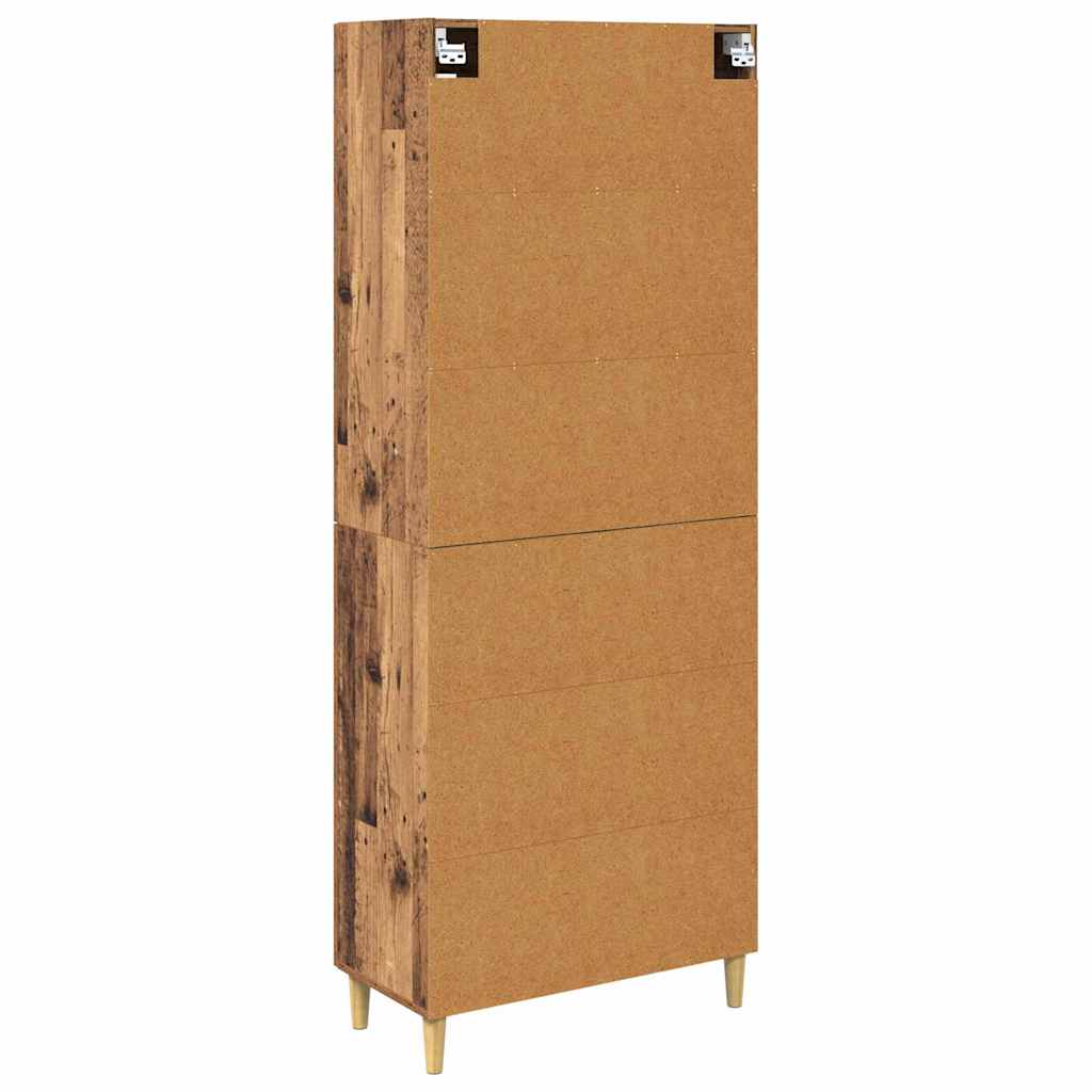 vidaXL Highboard Παλιό Ξύλο 69,5 x 34 x 180 εκ. Σύνθετο Ξύλο και Γυαλί