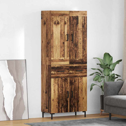 vidaXL Highboard 2 τμχ. Παλιό Ξύλο 69,5 x 34 x 180 εκ.