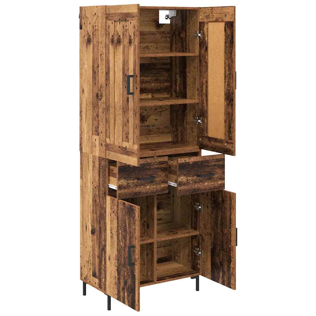 vidaXL Highboard με συρτάρι 2 pcs Παλιό Ξύλο Επεξεργασμένο ξύλο