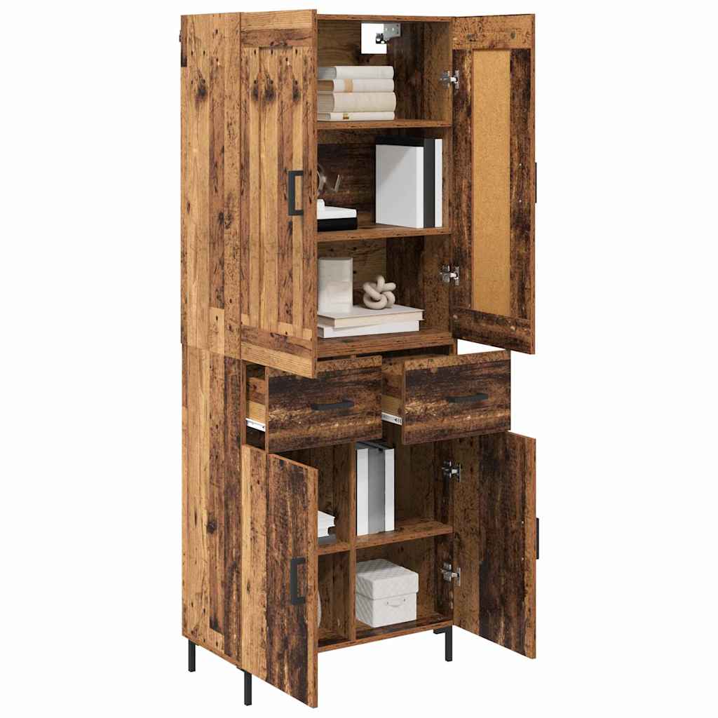 vidaXL Highboard με συρτάρι 2 pcs Παλιό Ξύλο Επεξεργασμένο ξύλο