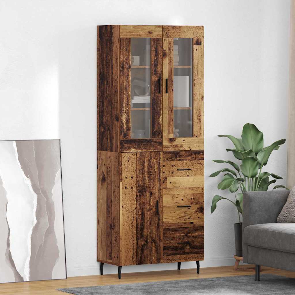 vidaXL Highboard με συρτάρι 2 pcs Παλιό Ξύλο Επεξεργασμένο ξύλο